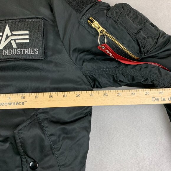 Alpha Industries Mens MA-1 Heritage Bomber Jacket Medium Slim Fit Black Full Zip - Picture 12 of 14